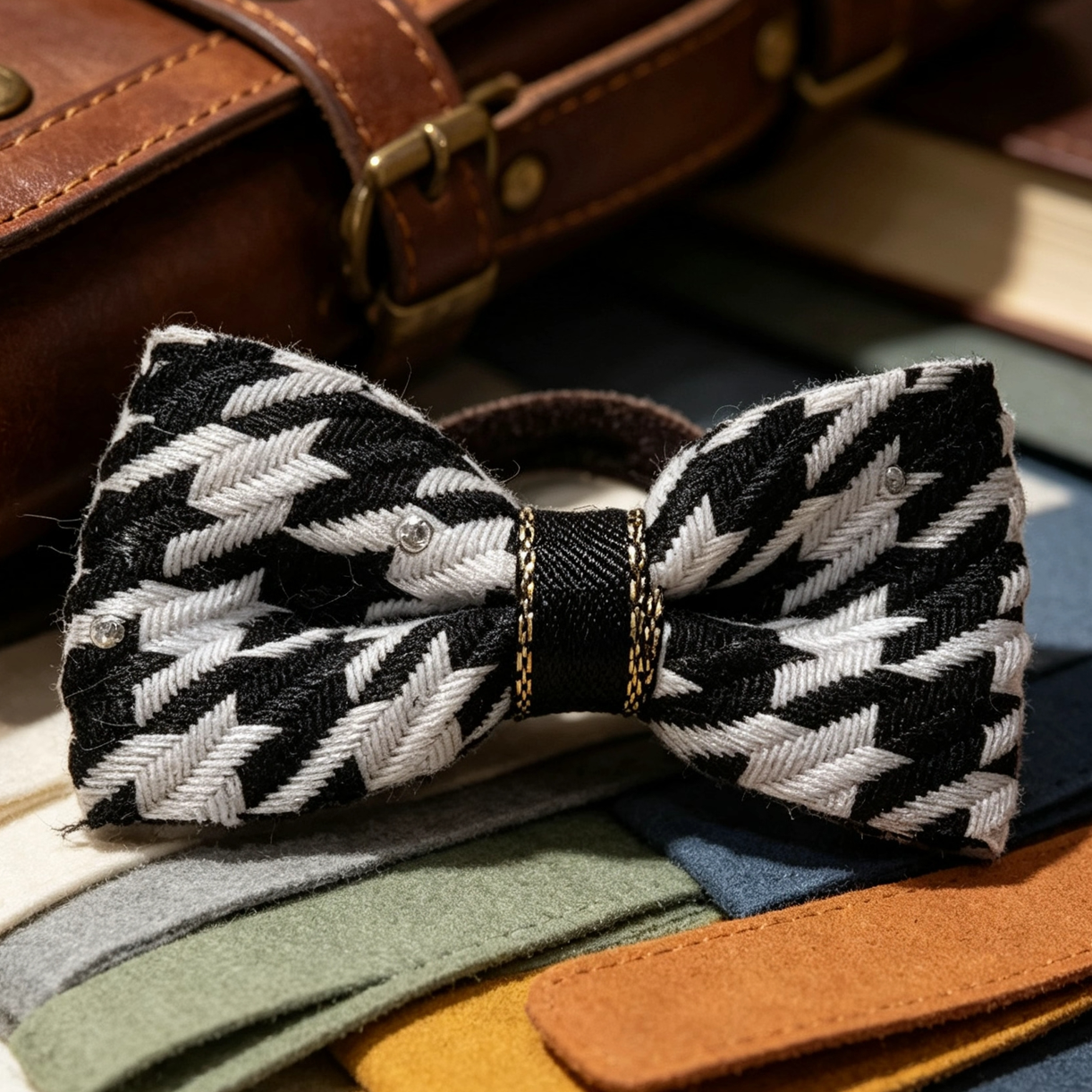 SilkyCo’s Preppy Style Houndstooth Dog Hair Bow, designed exclusively for small long - haired breeds like Yorkshire Terriers, Shih Tzus, and Malteses. This detachable hair bow features a classic houndstooth pattern, elegant crystal accents, and a soft, comfortable design. It’s perfect for adding a touch of preppy sophistication to your pet’s look—ideal for school - themed events, family gatherings, or everyday charm. The detachable design allows for easy styling and adjustment, ensuring a secure yet gentle