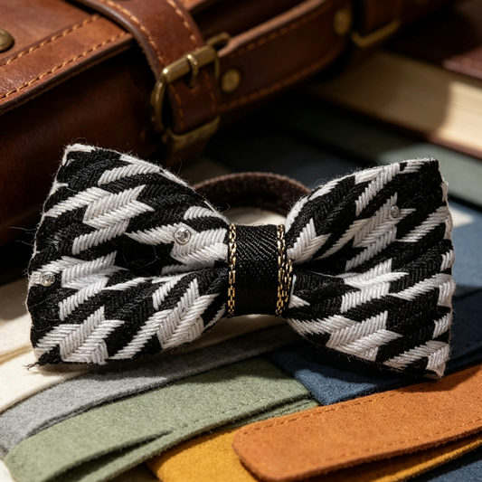 SilkyCo’s Preppy Style Houndstooth Dog Hair Bow, designed exclusively for small long - haired breeds like Yorkshire Terriers, Shih Tzus, and Malteses. This detachable hair bow features a classic houndstooth pattern, elegant crystal accents, and a soft, comfortable design. It’s perfect for adding a touch of preppy sophistication to your pet’s look—ideal for school - themed events, family gatherings, or everyday charm. The detachable design allows for easy styling and adjustment, ensuring a secure yet gentle 