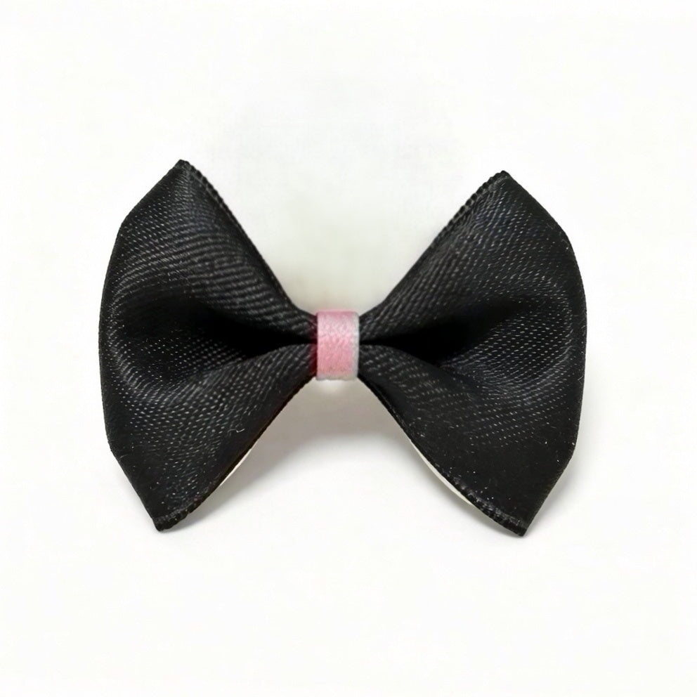 Classic Onyx Black Contrast Palette dog hair bow clip front view, showing the black bow shape and contrasting center band.