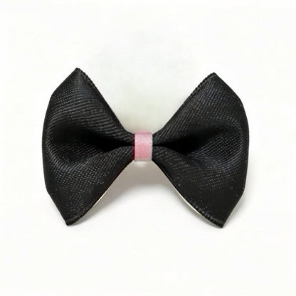 Classic Onyx Black Contrast Palette dog hair bow clip front view, showing the black bow shape and contrasting center band.