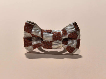 Handcrafted Checkerboard Pet Bow | Detachable Hair Accessory | SilkyCo