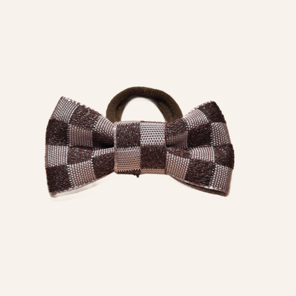 Handcrafted Checkerboard Pet Bow | Detachable Hair Accessory | SilkyCo