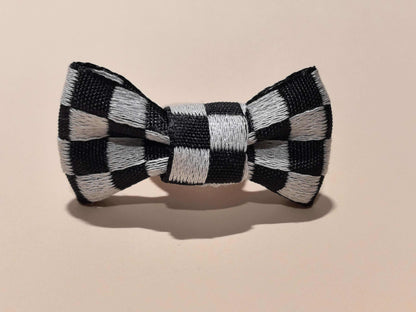 Handcrafted Checkerboard Pet Bow | Detachable Hair Accessory | SilkyCo