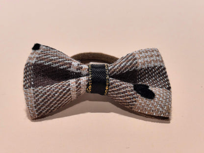 Classic Plaid & Flocked Dog Bow | Traditional Prep Style | SilkyCo