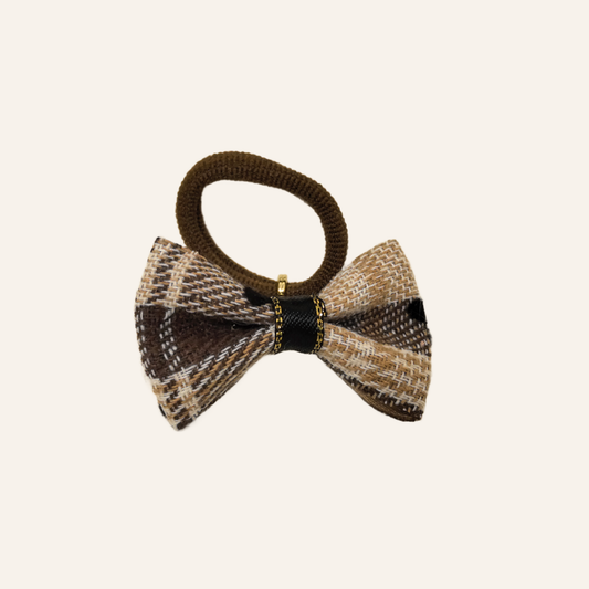 Classic Plaid & Flocked Dog Bow | Traditional Prep Style | SilkyCo