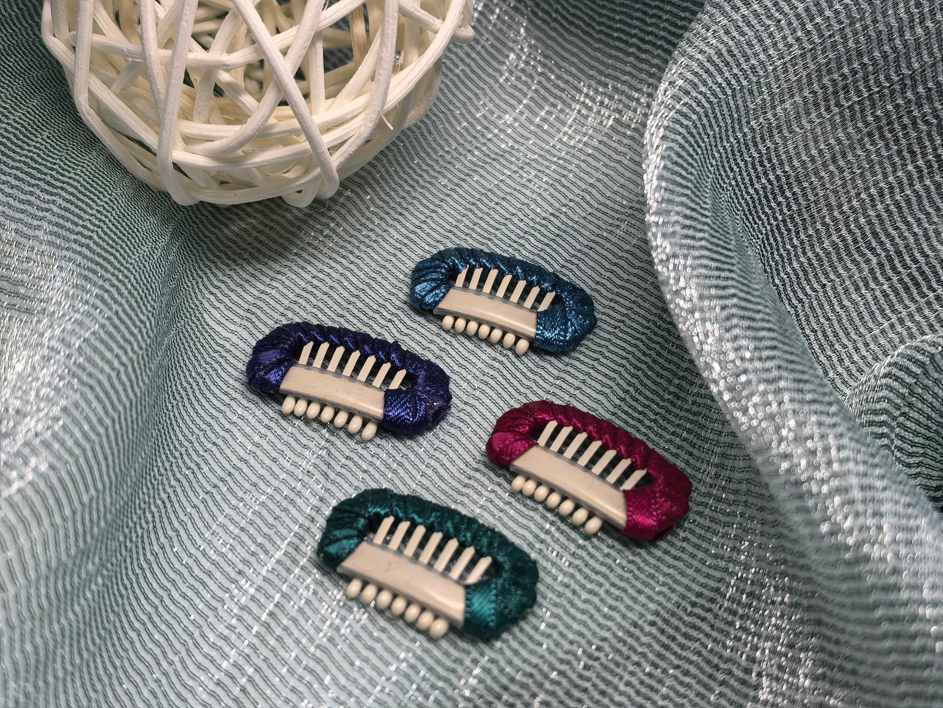 SilkyCo Rich Tones Small Dog BB Clip 4-Pack - Wine, Plum, Navy, Forest Green (For Stylish Occasions)