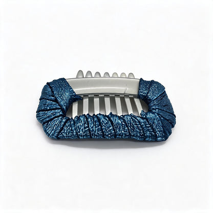 Peacock Blue Velvet Hour dog barrette, a deep teal-blue velvet hair clip for polished Maltese hair styling.
