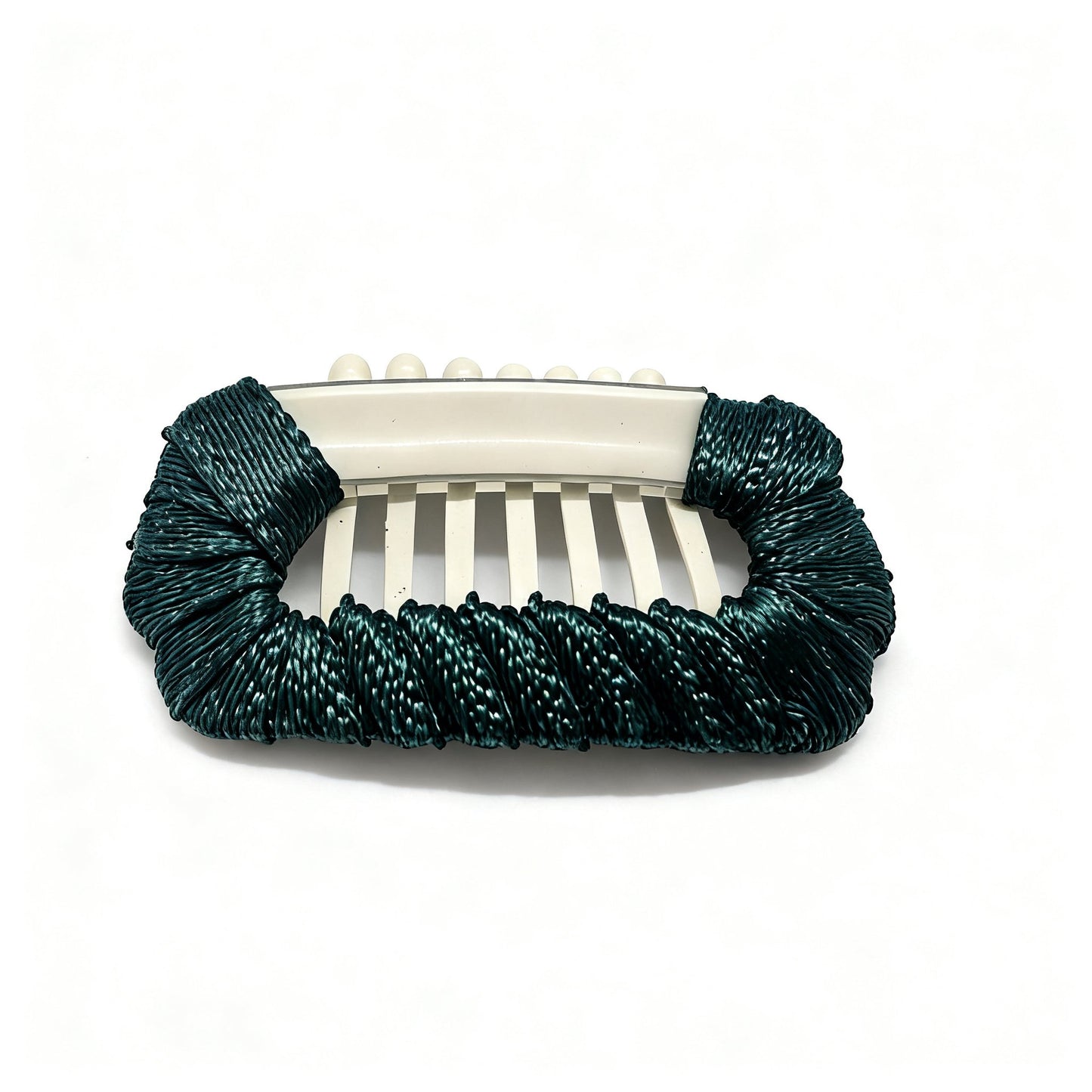 Turquoise Mist Velvet Hour dog barrette, a soft turquoise velvet hair clip for elegant Yorkie face-framing styling.